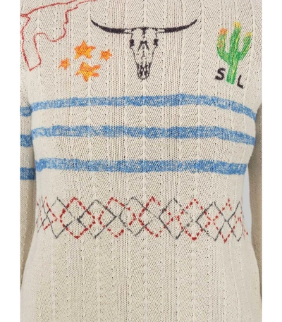 Shop Saint Laurent Arizona Print Sweater In White