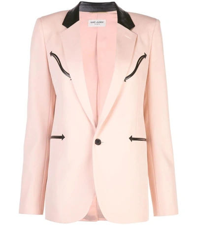 Shop Saint Laurent Single Breasted Blazer In Pink