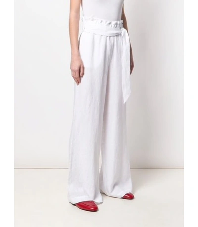 Shop Asceno Wide Leg Linen Pants In White