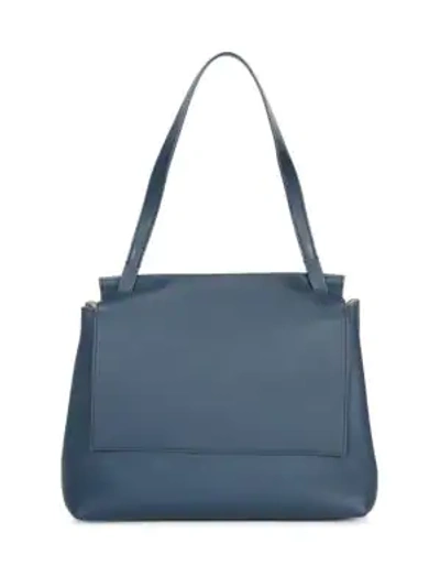 Shop The Row Smooth Leather Sidekick Tote Bag In Teal