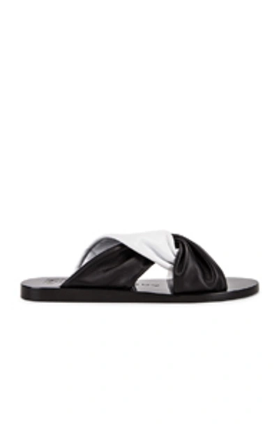 Shop Givenchy Tie Flat Sandals In Black,white In Black & White