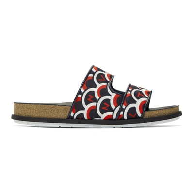 Shop Valentino Navy And Red  Garavani Vltn Staircase Sandals In Hh7 Bluered