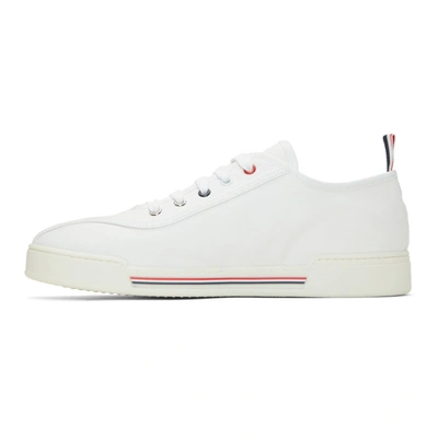 Shop Thom Browne White Canvas Cupsole Sneakers In 100 White