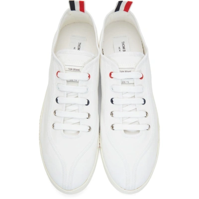 Shop Thom Browne White Canvas Cupsole Sneakers In 100 White
