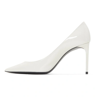 Shop Saint Laurent White Patent Zoe Heels In 1607 White