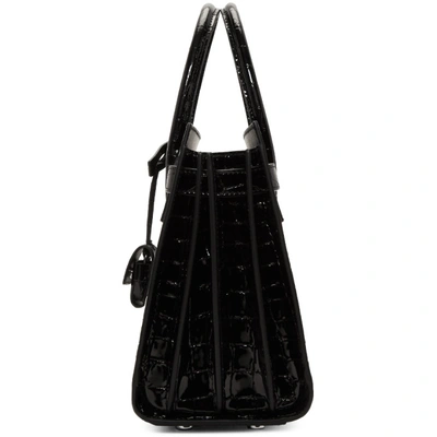 Shop Saint Laurent Black Patent Croc Baby Sac De Jour Tote