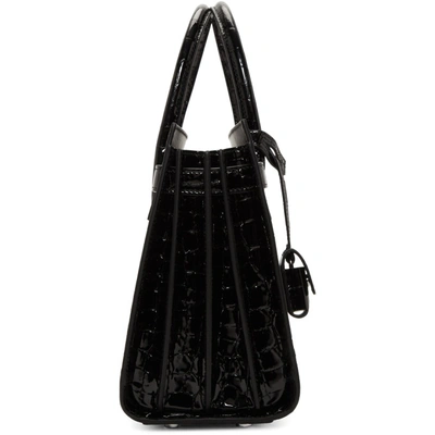 Shop Saint Laurent Black Patent Croc Baby Sac De Jour Tote