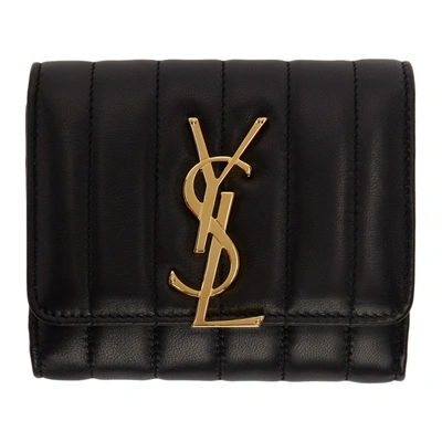 Shop Saint Laurent Black Compact Vicky Wallet In 1000 Black