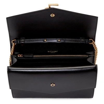 Shop Saint Laurent Black Sulpice Chain Wallet Bag