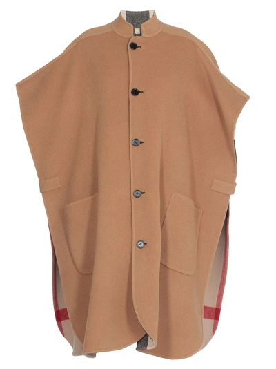 Shop Burberry Reversible Cape In Camel