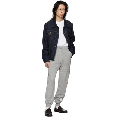 Shop Thom Browne Grey Pique 4-bar Lounge Pants