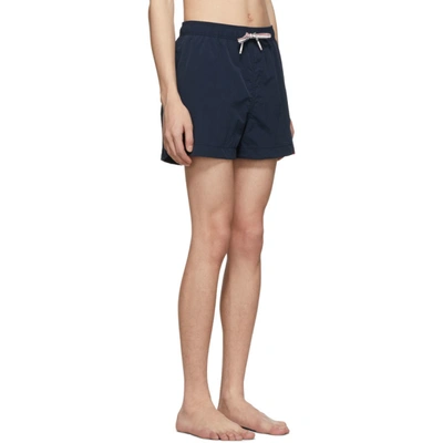 Shop Thom Browne Navy Drawcord Waist Swim Shorts