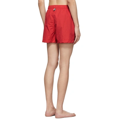 Shop Thom Browne Red Drawcord Waist Swim Shorts