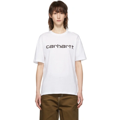 Shop Carhartt Work In Progress White Script T-shirt In 0290 White