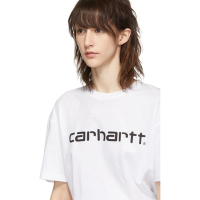 Shop Carhartt Work In Progress White Script T-shirt In 0290 White