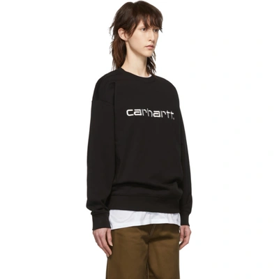 Shop Carhartt Work In Progress Black Script Sweatshirt In 8991 Bla/w