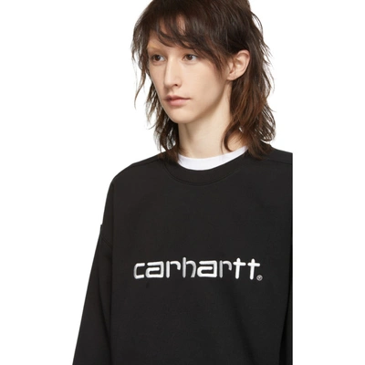 Shop Carhartt Work In Progress Black Script Sweatshirt In 8991 Bla/w
