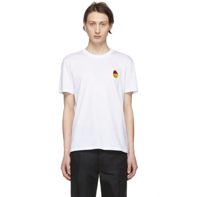 Crew Neck T-shirt Smiley Patch In White