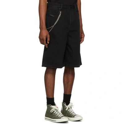 Shop Diesel Black Denim D-bron Shorts In 02 Black