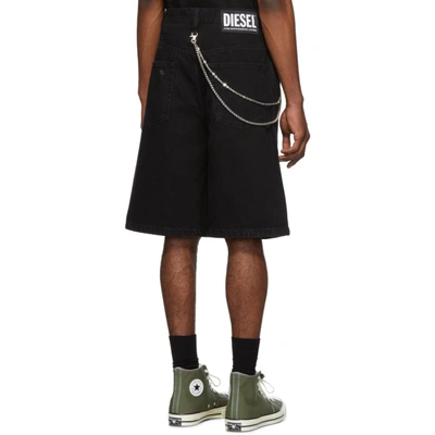 Shop Diesel Black Denim D-bron Shorts In 02 Black