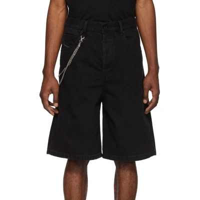Shop Diesel Black Denim D-bron Shorts In 02 Black