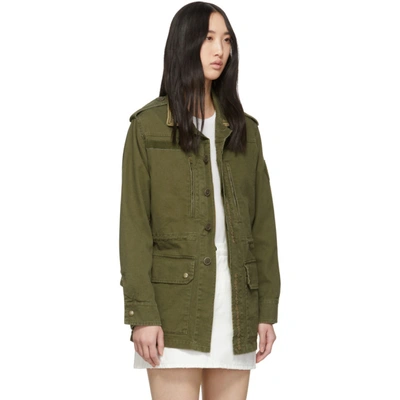 Shop Saint Laurent Khaki Embroidered Military Jacket