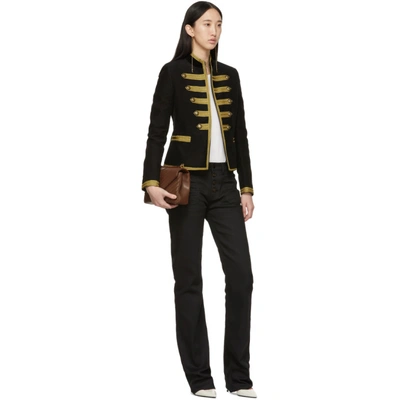 Shop Saint Laurent Black And Gold Passementerie Officer Jacket In 1055 Black