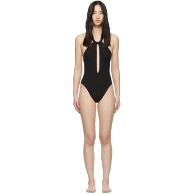 Shop Saint Laurent Black Twist One-piece Swimsuit In 1000 Black