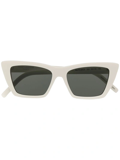 Shop Saint Laurent Sl276 Mica Sunglasses In White