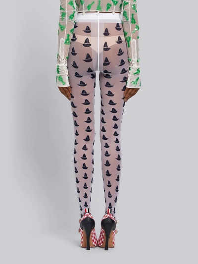 Shop Thom Browne Sailboat Icon Intarsia Tights In White