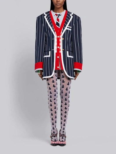 Shop Thom Browne Sailboat Icon Intarsia Tights In White