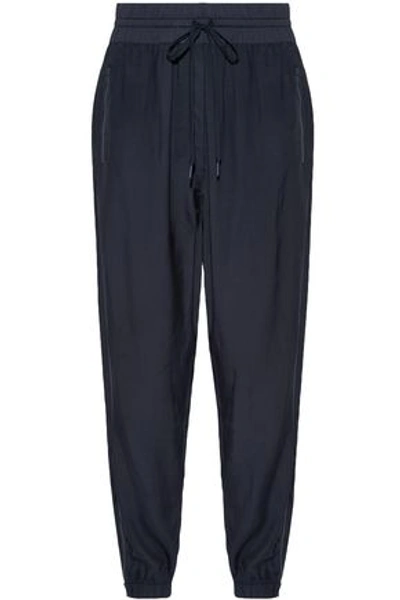 Shop Dkny Woman Paneled Shell And Twill Track Pants Navy