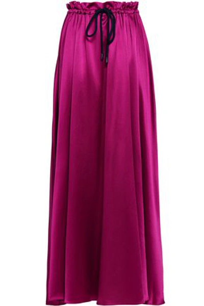 Shop Roksanda Woman Silk-satin Maxi Skirt Magenta