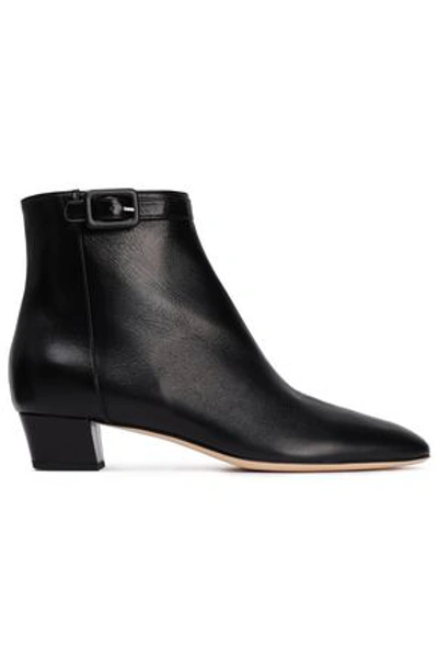 Shop Sergio Rossi Woman Leather Ankle Boots Black