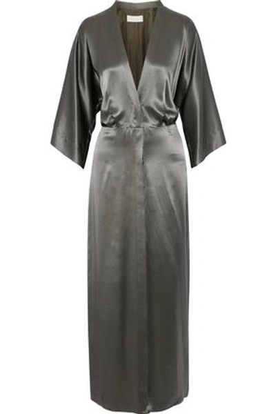 Shop Michelle Mason Woman Silk-charmeuse Maxi Dress Gunmetal