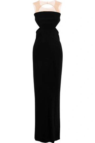 Shop Rick Owens Woman Alyona Cutout Mesh-paneled Crepe Gown Black