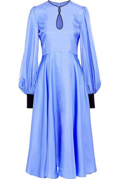 Shop Roksanda Woman Herona Cutout Silk-satin Midi Dress Light Blue