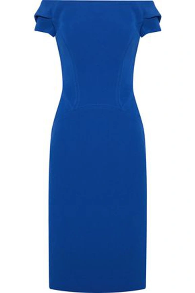 Shop Zac Posen Woman Off-the-shoulder Cutout Crepe Dress Blue