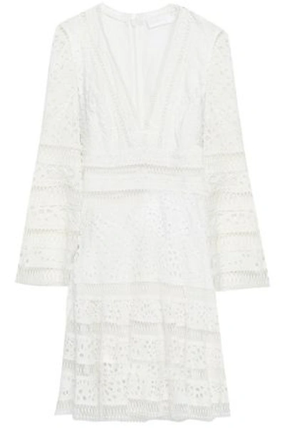 Shop Zimmermann Woman Lattice-trimmed Broderie Anglaise Cotton Mini Dress Ivory