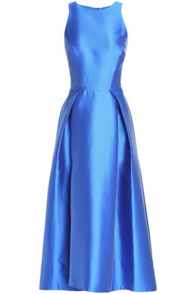Shop Monique Lhuillier Woman Satin Midi Dress Blue