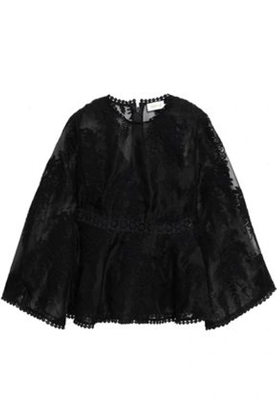 Shop Zimmermann Woman Embroidered Silk-organza Top Black