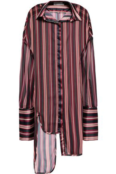 Shop Zimmermann Asymmetric Striped Satin-crepe Shirt In Multicolor