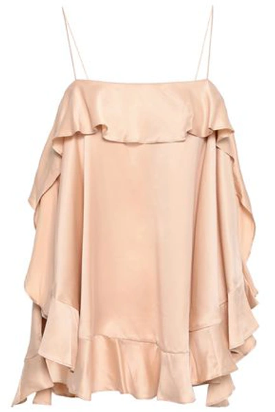 Shop Zimmermann Ruffled Washed-silk Camisole In Peach