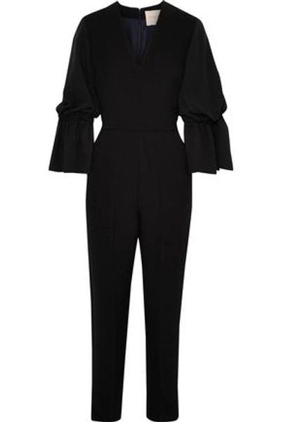 Shop Roksanda Margot Fluted Crepe Jumpsuit In Black