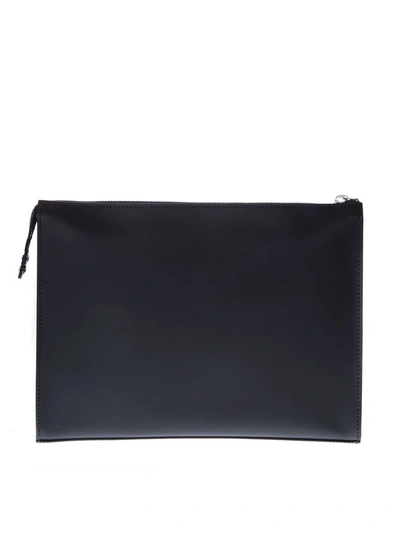Shop Fendi Bag Bugs Black Leather Clutch In Black/white