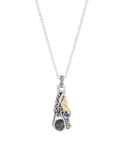 Shop John Hardy Legends Naga 18k Yellow Gold, Silver & Gemstone Pendant Necklace In Black