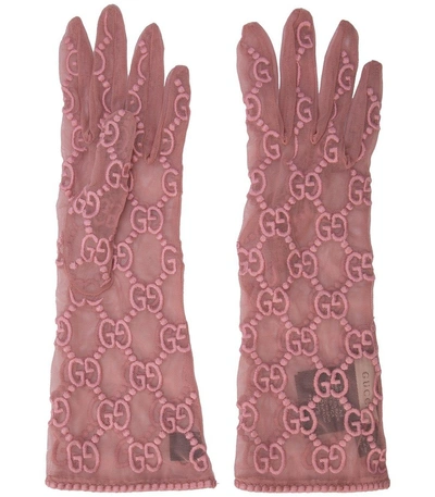 Shop Gucci Gg Tulle Gloves In Pink