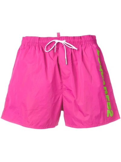 Shop Dsquared2 Side Logo Swim Shorts - Pink