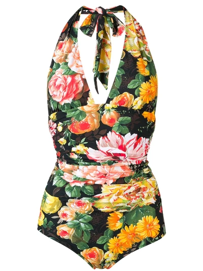 Shop Dolce & Gabbana Floral Print Swimsuit - Black