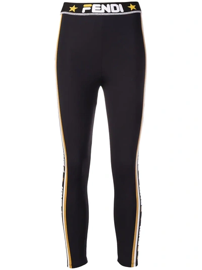 Shop Fendi Side Logo Leggings In Black